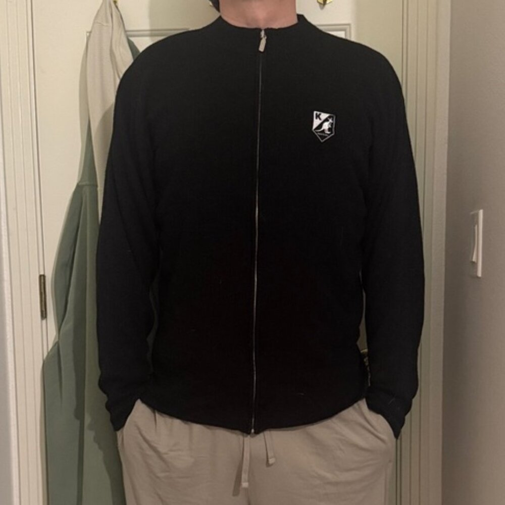 Vintage Kangol Full-Zip Ribbed Knit Sweatshirt
